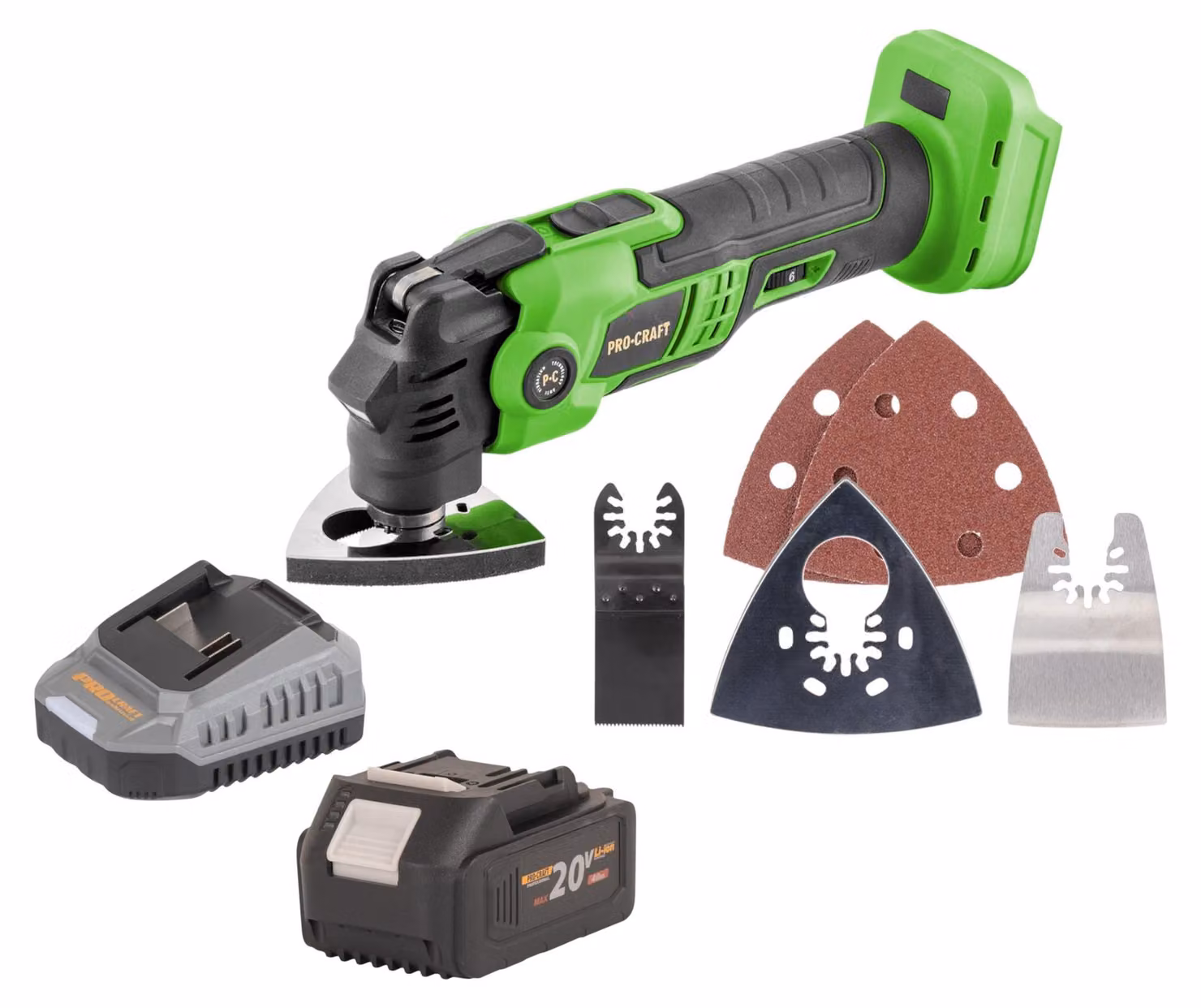 Utensile multifunzione a batteria Procraft PMT22bb 20 V Brushless + 1x batteria 4,0 Ah + caricabatteria