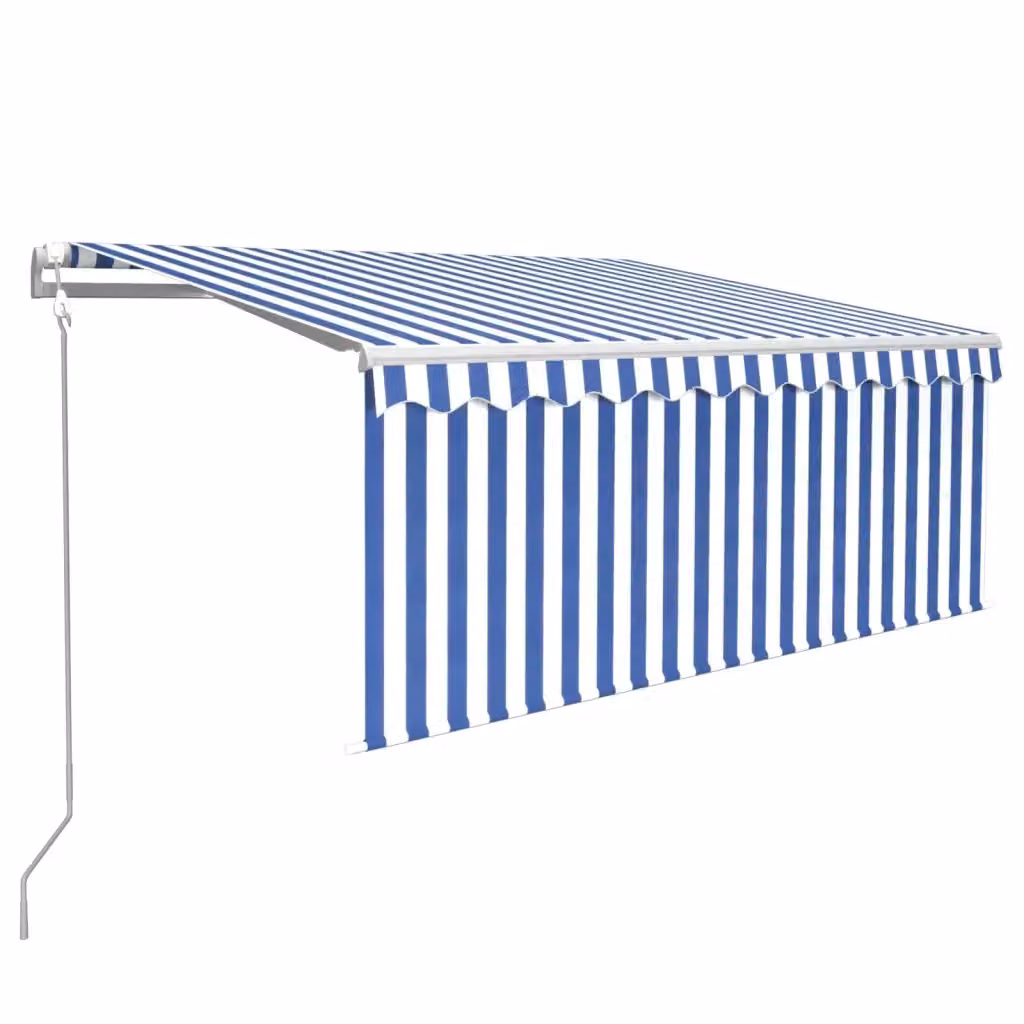 Tenda Parasole Automatica Videx con LED, Sensore Vento e Telecomando, Blu e Bianco, L: 300 cm, H: 120 cm – 2