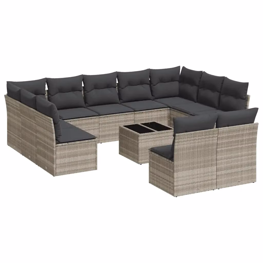 vidaXL Set Divano da Giardino a L con Tavolino da Caffè, 12 Pezzi, Grigio – 2