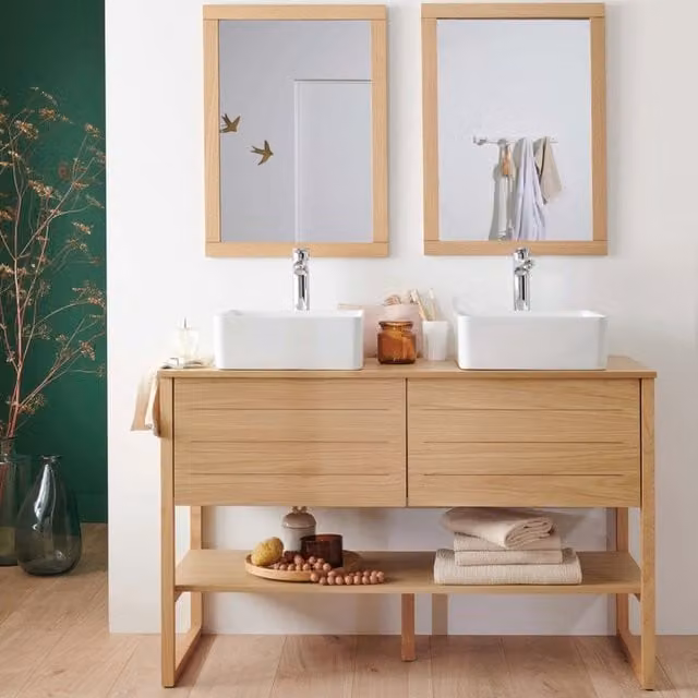 Mobile da bagno a terra HOMESIGHT Niyama con 2 cassetti, colore rovere, L 120 x H 78 x P 50 cm