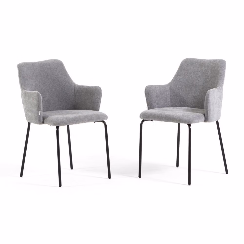 Set di 2 sedie imbottite per interni, con schienale avvolgente, gambe in metallo e design elegante, ideali per cucina, sala da pranzo, bar e ristoranti - Modello Rachele/Grigio