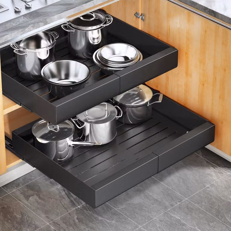 Organizzatore per armadio con 2 cassetti estraibili, dimensioni 30-50 cm, colore nero
