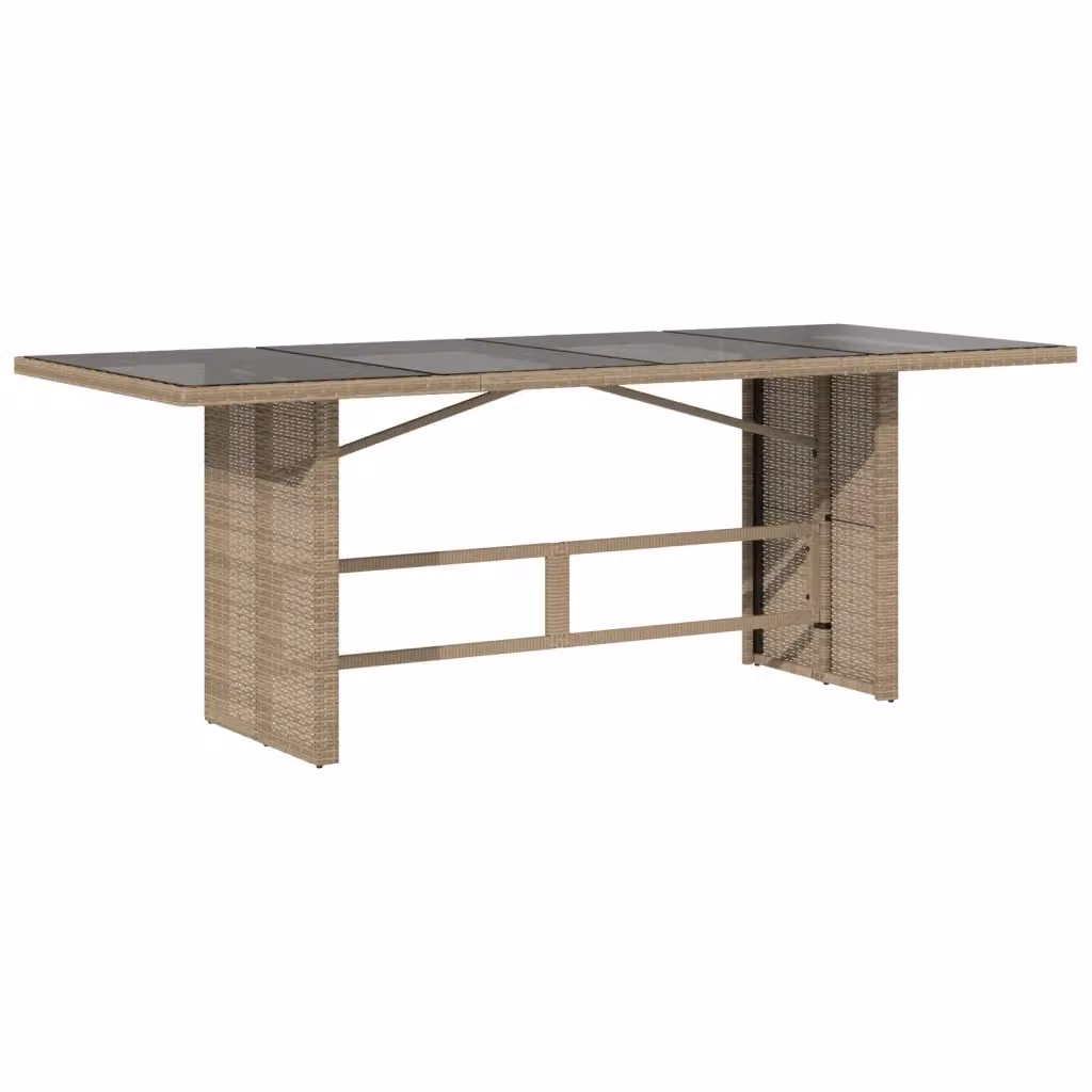 Tavolo da giardino rettangolare estensibile vidaXL in polyrattan beige con piano in vetro L: 190 cm, P: 80 cm, H: 75 cm – 2