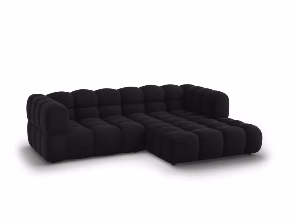 Divano angolare modulare Sky Cosmopolitan Design a 3 posti in velluto nero con orientamento destro L/P/H: 244 x 132 x 75 cm – 2