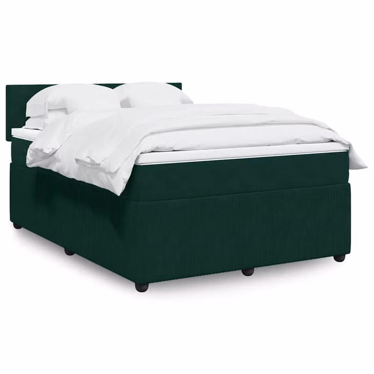 Giroletto a molle con materasso vidaXL in velluto verde scuro L/P/H: 160 x 200 cm