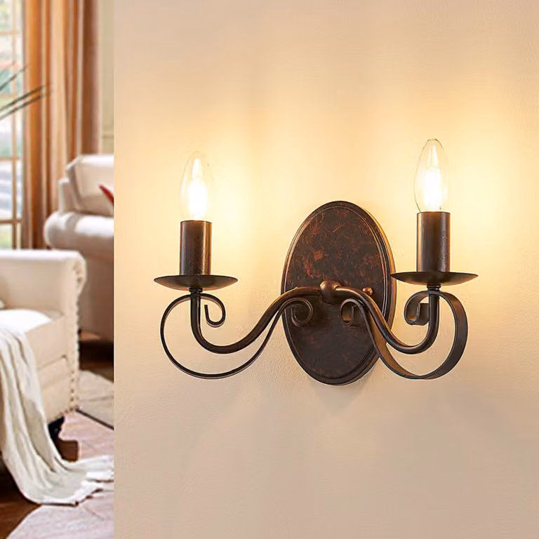 Applique da parete Caleb Lucande, dimmerabile, Marrone / Ruggine, Corridoio, Metallo, Campagna / Rustiche, Applique