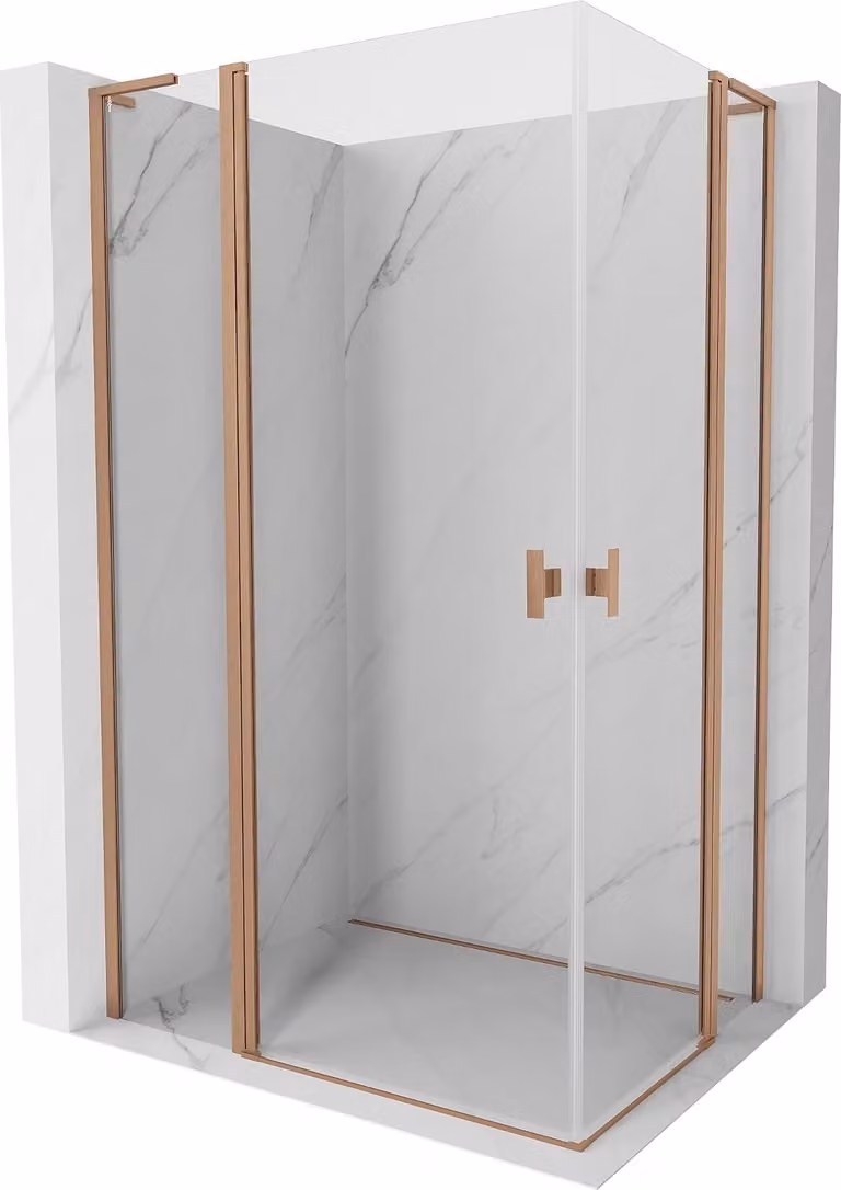 Mexen Mist L Duo cabina doccia a battente 120 x 115 cm, trasparente, rame spazzolato - 8A4L-120-115-65-00