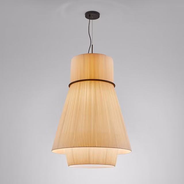 Lampada a sospensione Bover Folie beige con design moderno a cono