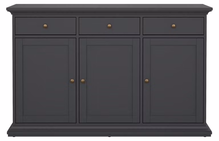 Credenza Venice 3 ante e 3 cassetti grigio opaco.