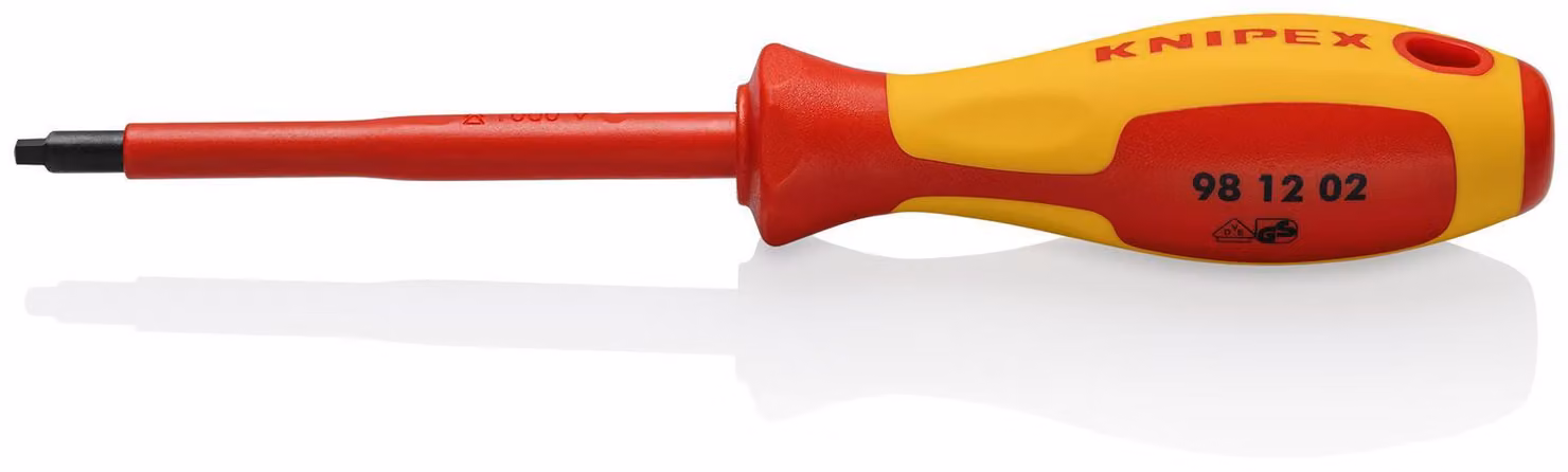 KNIPEX 98 12 02 Cacciavite per viti Robertson R2 manico isolante multicomponente, VDE brunito 210 mm