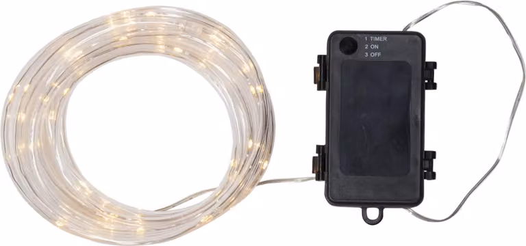 Guarnizione luminosa a LED, 5 metri, 50 LED bianco caldo, alimentata a batteria, impermeabile