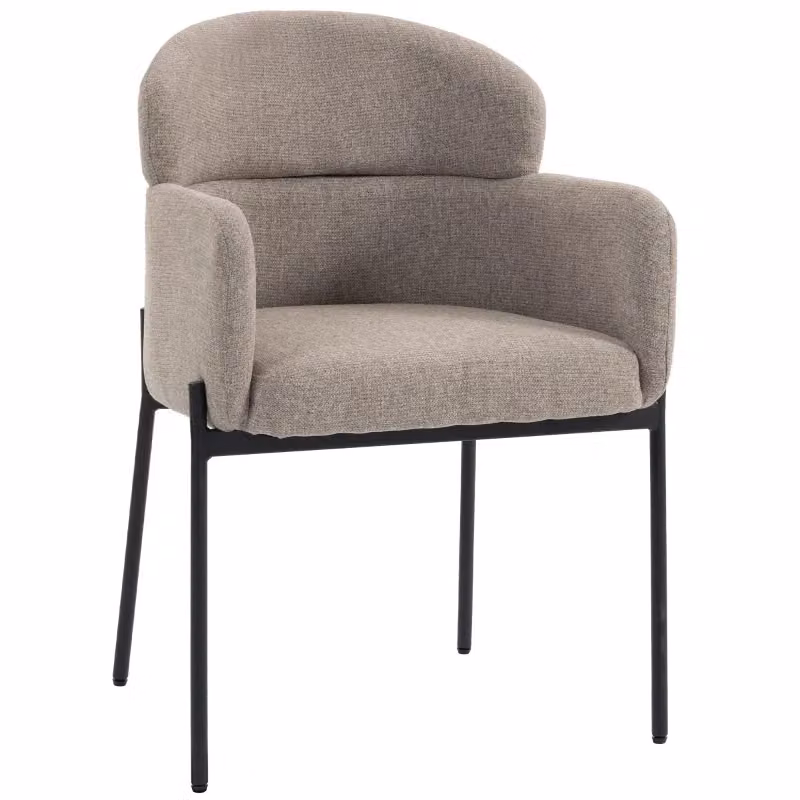 Poltrona relax moderna WISHDOR con braccioli e struttura in metallo, colore marrone – 2