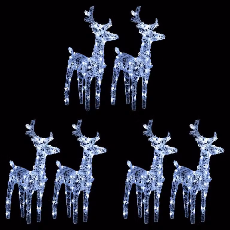 The Living Store Renna a LED 6 pezzi. Bianco freddo 240 LED acrilico
