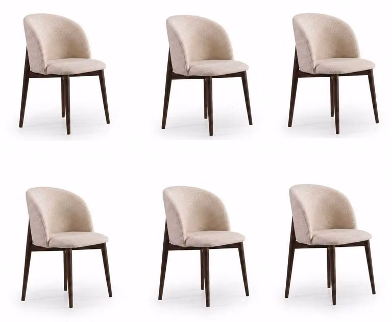 Set di sedie da pranzo beige, design moderno, imbottitura struttura in legno