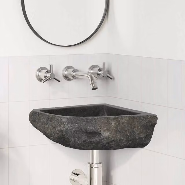 Lavabo ad angolo sospeso-Lavandino-Lavello Grigio (30-37) x (30-37) x 12 cm