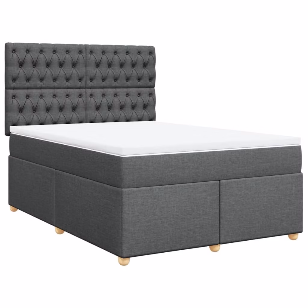Giroletto a Molle con Materasso Grigio Scuro 140x190 cm Tessuto