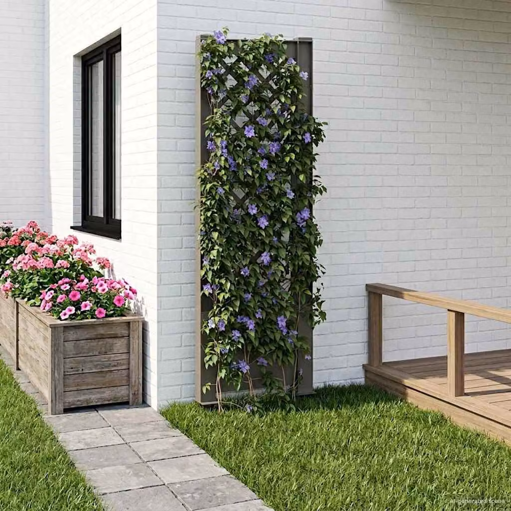 Trellis di supporto per piante rampicanti vidaXL in plastica grigia, H: 165 cm, L: 43 cm, P: 6 cm