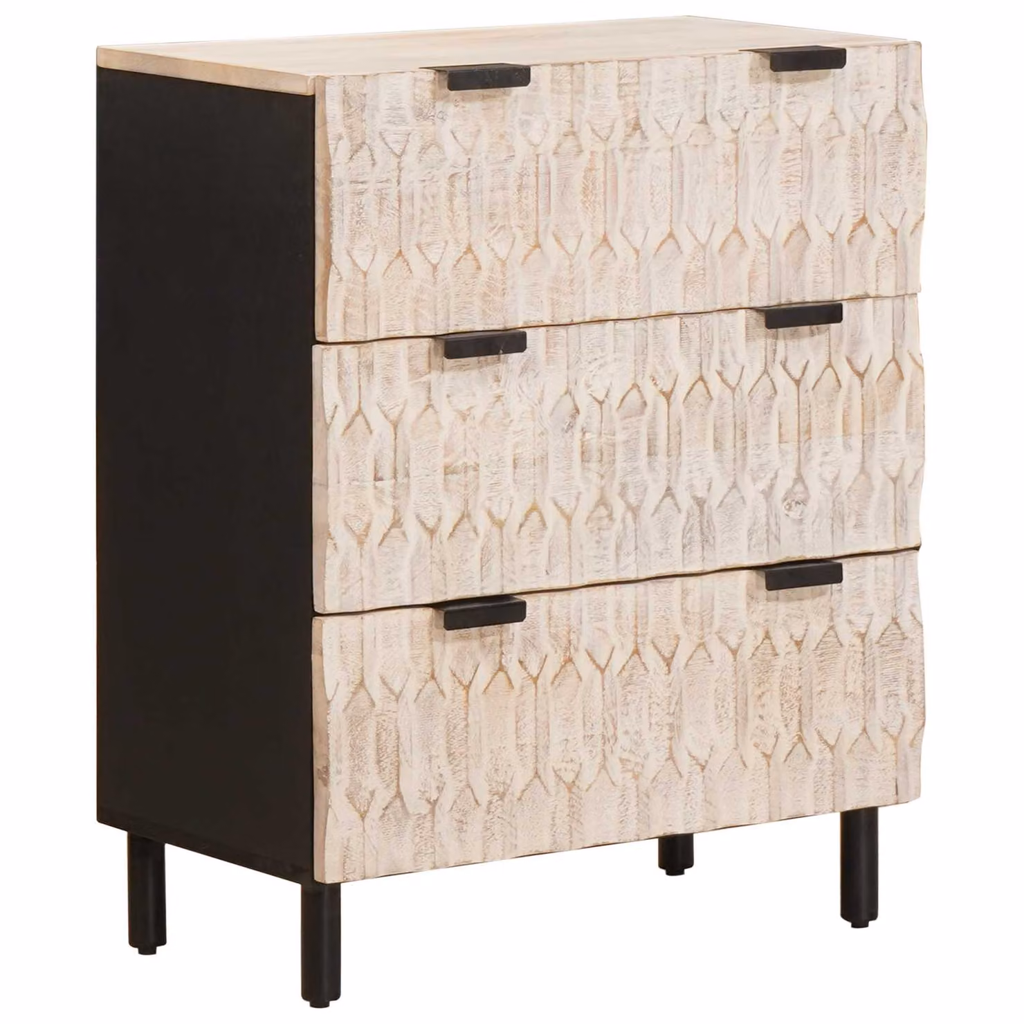Credenza moderna vidaXL in legno di mango massello e metallo, L: 60 cm, P: 33 cm, H: 75 cm