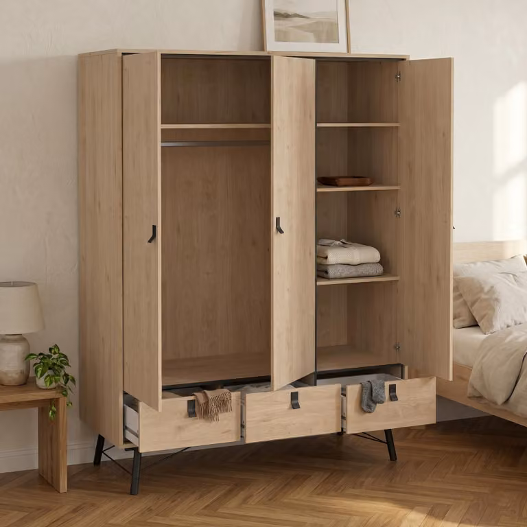 Dmora Guardaroba 3 Ante Virgil 60.1x150.2 cm Marrone Rovere, Appendiabiti 3 Ante