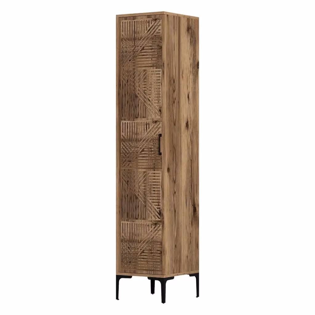 Felitto Armadio Multiuso con 1 Anta e 4 Ripiani, Marrone Noce, L: 40 cm, H: 201 cm – 2