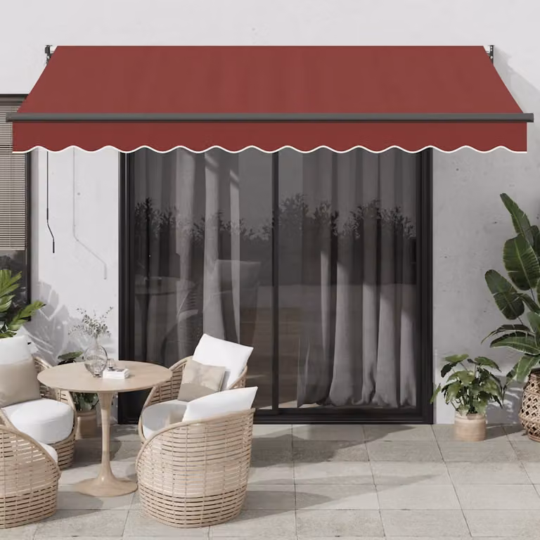 Tenda da Sole Retrattile Automatica con Telecomando vidaXL, Colore Rosso, L: 350 cm, P: 250 cm