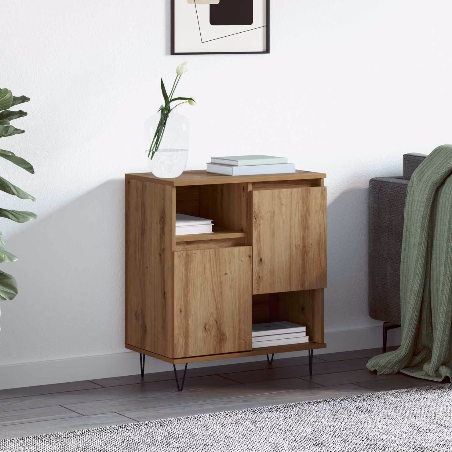 Credenza moderna vidaXL in rovere marrone per soggiorno o ufficio L: 60 cm, P: 35 cm, H: 70 cm