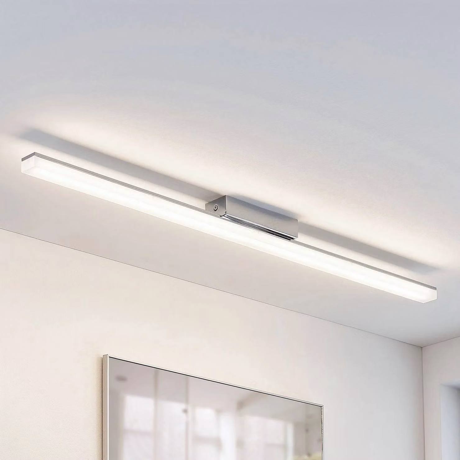 Plafoniera Levke Lindby, dimmerabile, Bianco / Opale, Bagno, Metallo, Moderno, Plafoniera