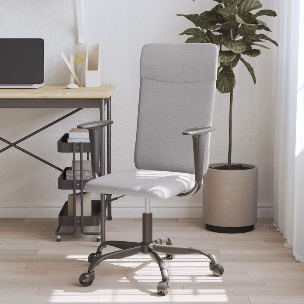 Sedia da ufficio regolabile con rivestimento in tessuto color grigio chiaro