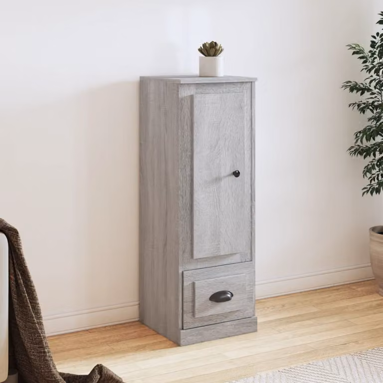 Credenza moderna vidaXL in legno multistrato, colore Grigio Sonoma, L 36,0 cm x P 35,5 cm x H 103,5 cm