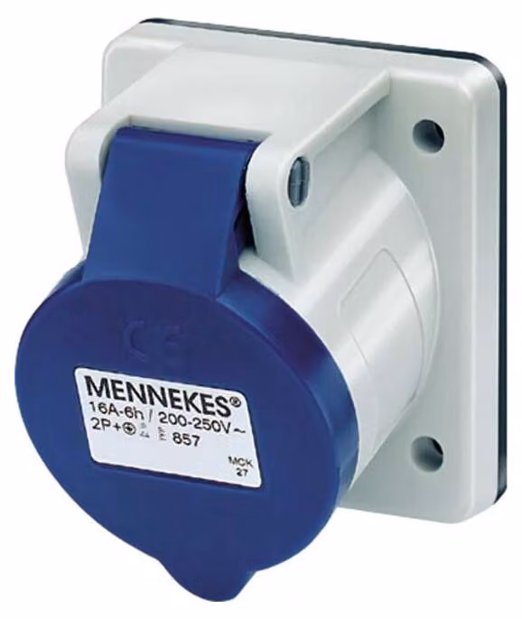 Presa a muro Mennekes 16A,3p,6h,230V,IP44 857