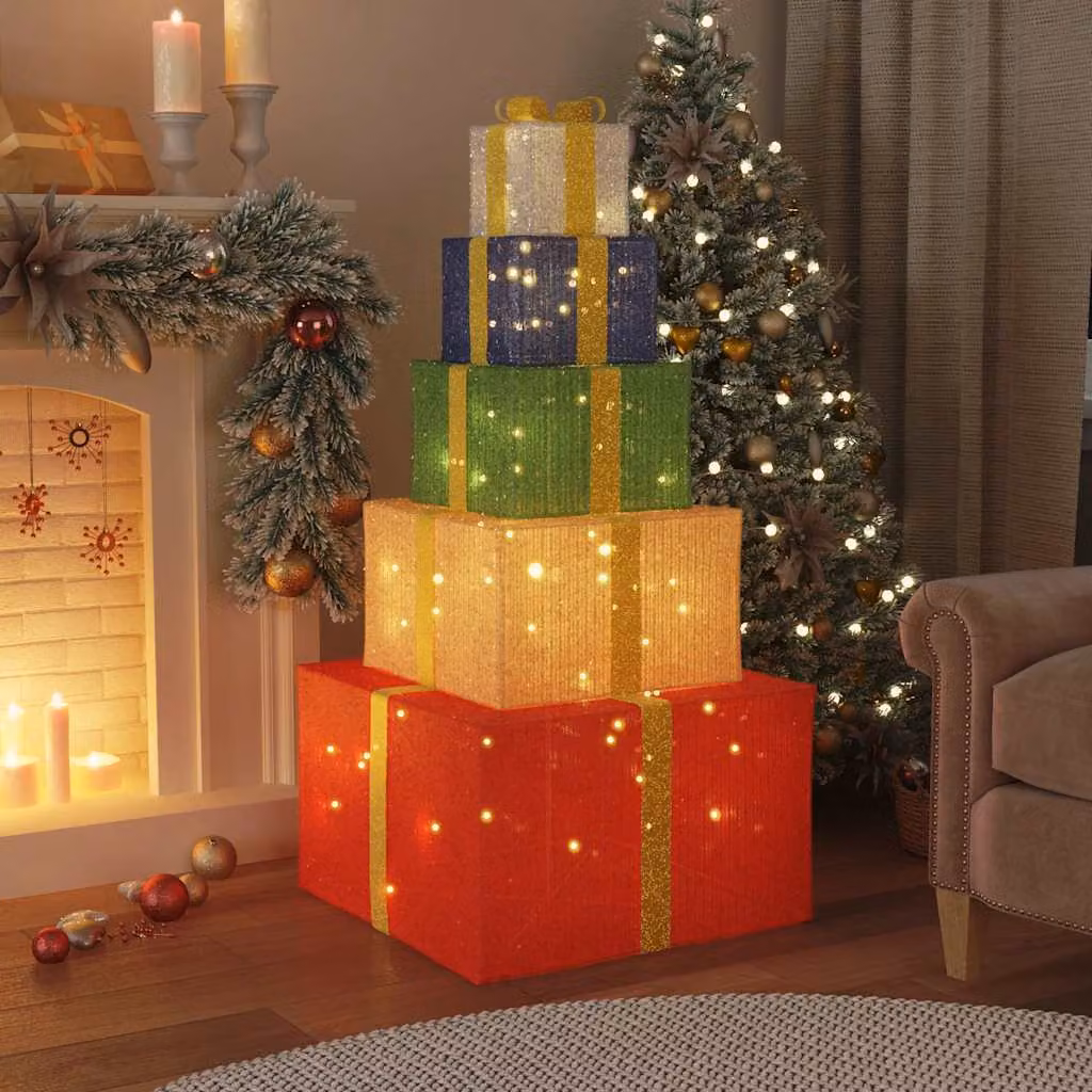 vidaXL Confezione Regalo Decorazioni Natalizie 250 LED Bianco Caldo