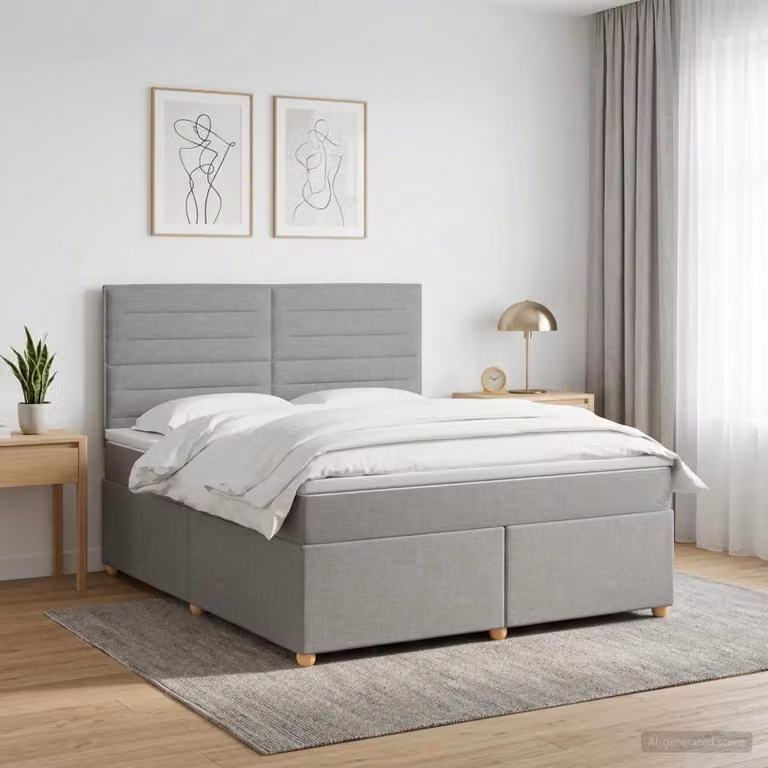 Maison Exclusive - Letto boxspring con materasso Grigio chiaro 140 x 190 cm Tessuto