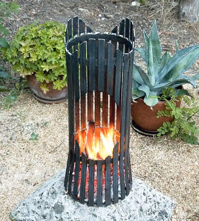 DanDiBo colonna fuoco giardino Albero cesto fuoco ciotola fuoco 60 cm metallo colonna fuoco pozzo