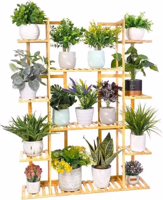 Standarde per piante per esterno - standarde a strati di bambù per interni - scala a pioli per piante - recinzioni angolari per giardino - supporto per vaso di piante per giardino, balcone, salotto