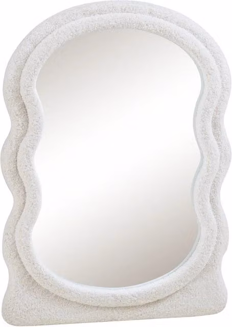 Specchio decorativo moderno da parete con cornice in tessuto felpato 80 x 60 cm bianco 03_0010175