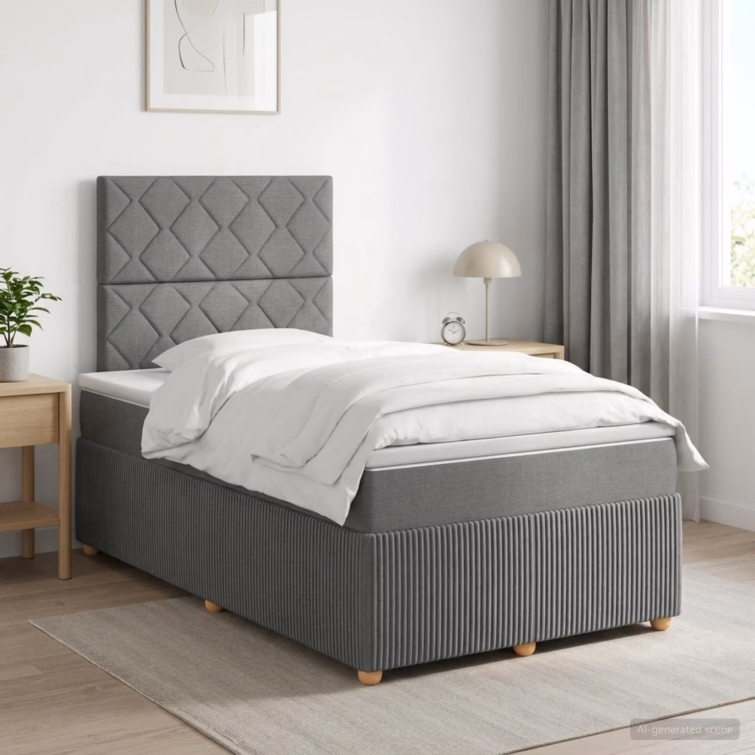Letto box spring vidaXL con materasso a molle insacchettate Grigio e Bianco L/P: 120 x 200 cm
