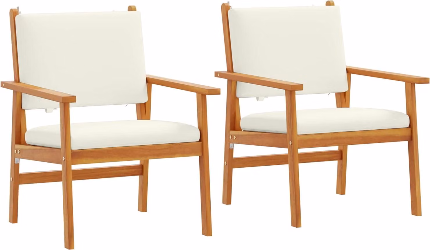 Sedia da Giardino 2 pcs Bianco Crema Legno di Acacia Massello