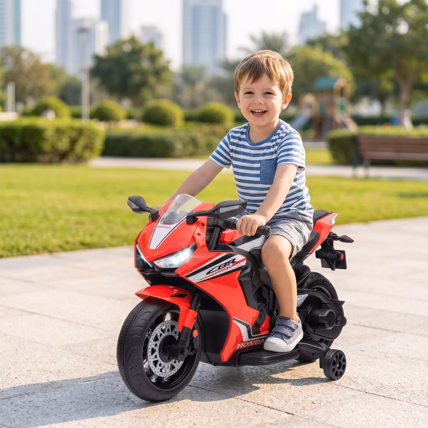Moto Elettrica per Bambini HOMCOM con Licenza Honda, Batteria 6V Ricaricabile, Effetti Luce e Suono, Rosso – 2
