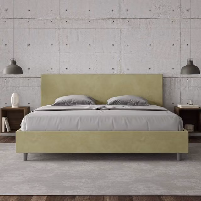 Letto matrimoniale con contenitore Ityhome Adele imbottito in microfibra verde L/P: 180 x 200 cm – 1