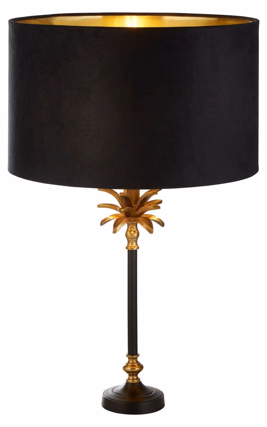 Lampada Da Scrivania Contemporanea Palma Metallo Ottone E Nero 1 Luce E27