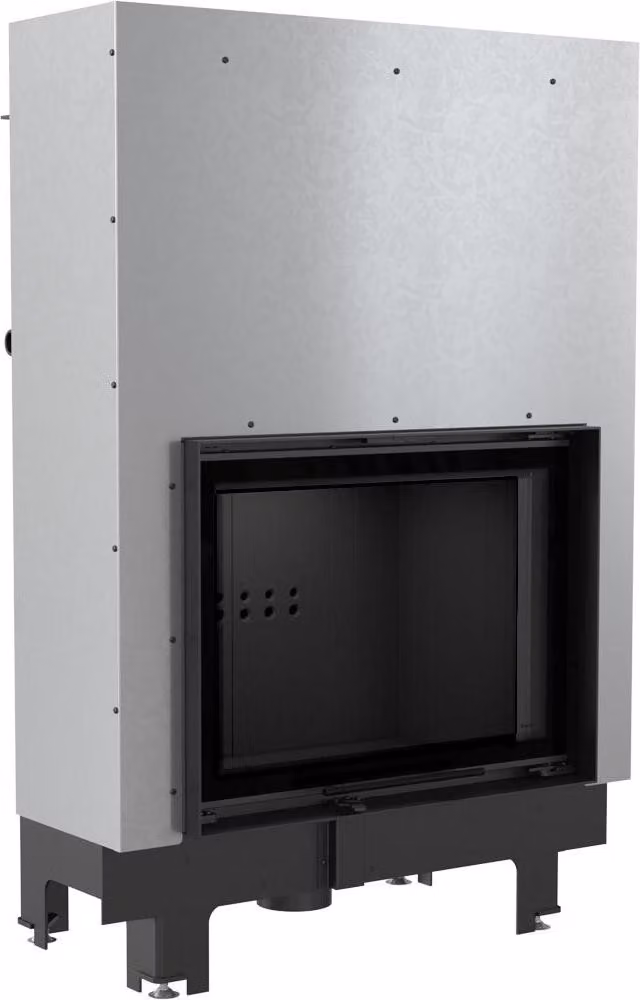 Inserto camino ad acqua KRATKI MBA 17 kW Ø 200 con porta scorrevole pannellata nera