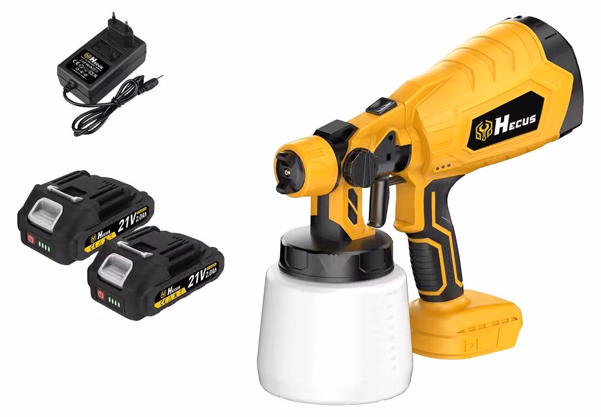 Pistola a spruzzo elettrica, capacità 1000 ml, 3 modalità di spruzzo, alimentazione a batteria (piccola), spina EU da 100-240V