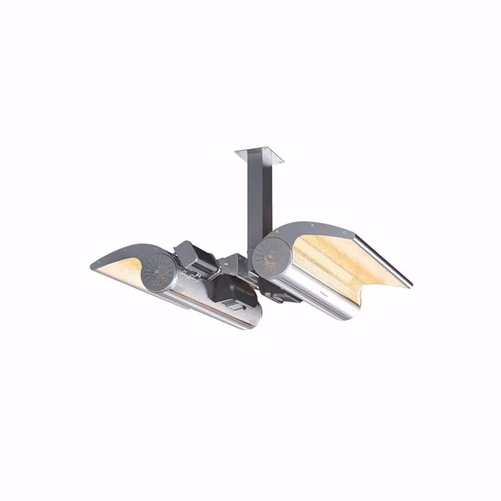 Stufa a infrarossi da soffitto Sined con doppio riscaldatore riflettente da 4000W in acciaio inox e alluminio anodizzato grigio con telecomando e protezione IP65 – 2