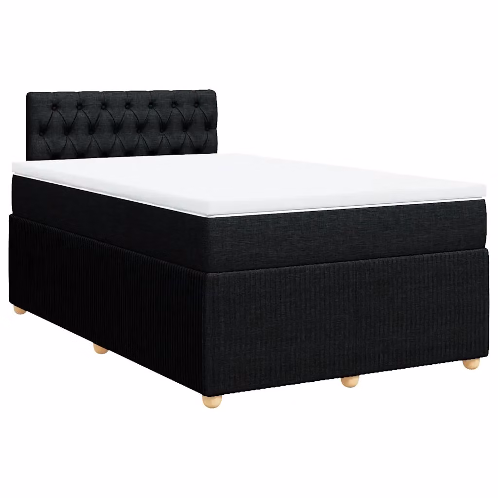 Letto Ibrido vidaXL con Giroletto a Molle e Materasso in Tessuto Nero e Bianco L/P/H: 120 x 200 cm – 2