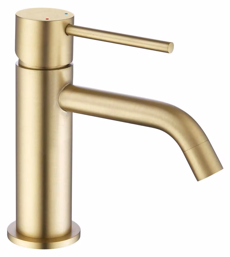 Rubinetto da bagno in ottone spazzolato, finitura oro opaco, monocomando, resistente alle macchie