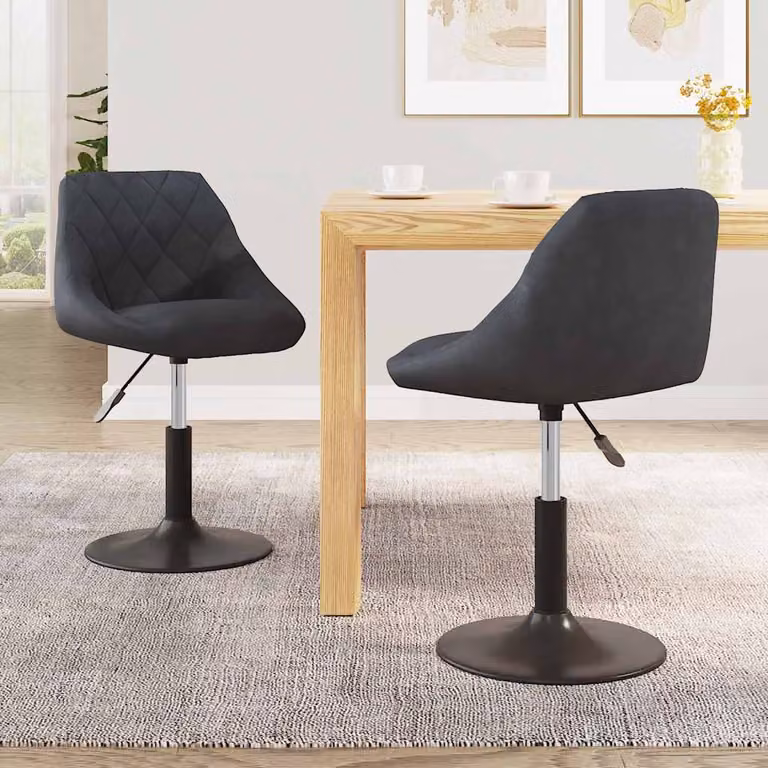 Set di 2 sedie da pranzo girevoli vidaXL in velluto grigio antracite con design moderno e base in metallo