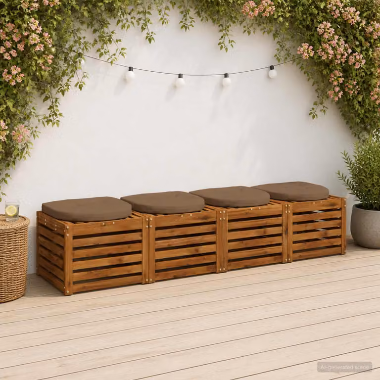 Set di 4 cuscini per sedia vidaXL in poliestere, design moderno e quadrato, colore tortora