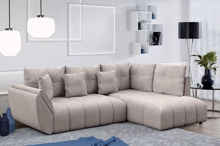 AX LIVING Divano angolare con funzione letto Kayseri L Sofa Beige 268 cm