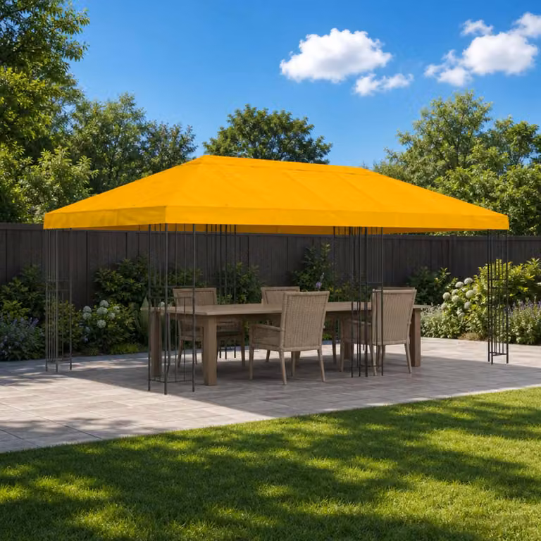 Gazebo da giardino vidaXL in poliestere e acciaio galvanizzato, Giallo e Nero, 6 x 3 m