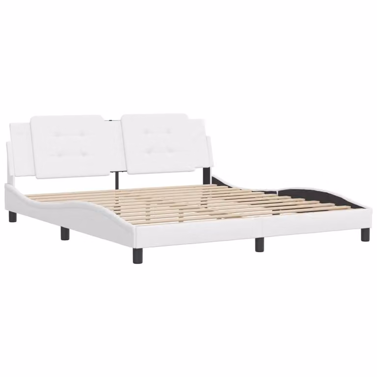 Giroletto senza Materasso Zadar Bianco 180x200 cm in Pelle finta